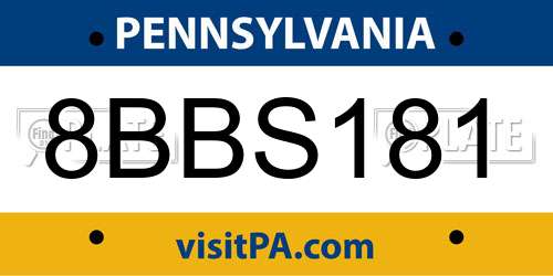 8BBS181 Pennsylvania License Plate
