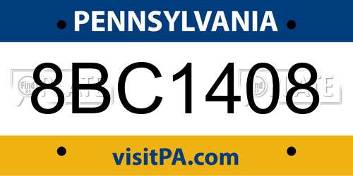 8BC1408 Pennsylvania License Plate