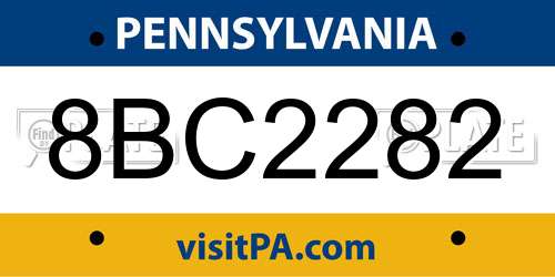 8BC2282 Pennsylvania License Plate
