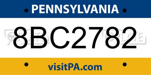 8BC2782 Pennsylvania License Plate