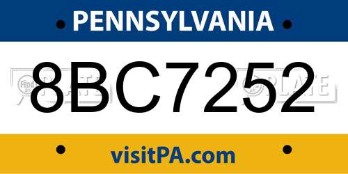 8BC7252 Pennsylvania License Plate