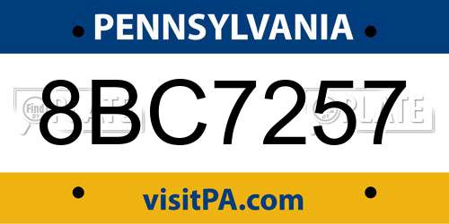 8BC7257 Pennsylvania License Plate