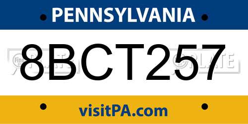 8BCT257 Pennsylvania License Plate