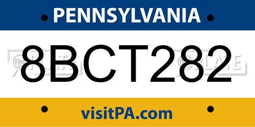 8BCT282 Pennsylvania License Plate