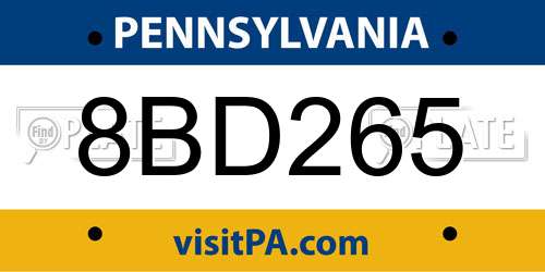 8BD265 Pennsylvania License Plate