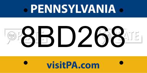 8BD268 Pennsylvania License Plate