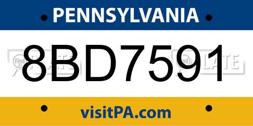 8BD7591 Pennsylvania License Plate