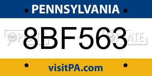 8BF563 Pennsylvania License Plate