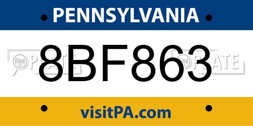 8BF863 Pennsylvania License Plate