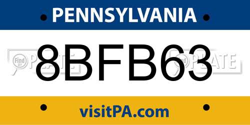 8BFB63 Pennsylvania License Plate
