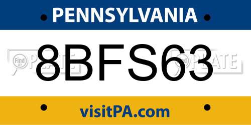 8BFS63 Pennsylvania License Plate