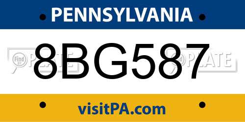 8BG587 Pennsylvania License Plate