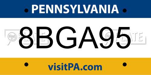 8BGA95 Pennsylvania License Plate