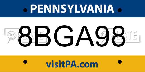 8BGA98 Pennsylvania License Plate