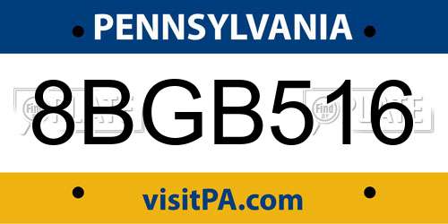 8BGB516 Pennsylvania License Plate