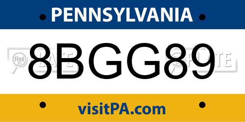 8BGG89 Pennsylvania License Plate