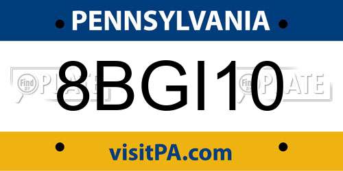 8BGI10 Pennsylvania License Plate