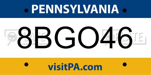 8BGO46 Pennsylvania License Plate