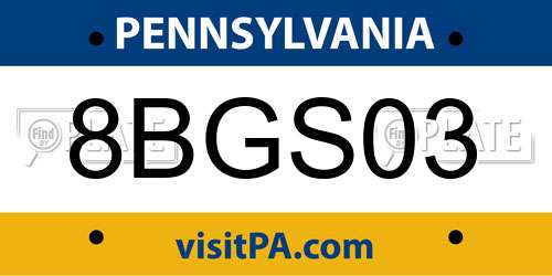 8BGS03 Pennsylvania License Plate