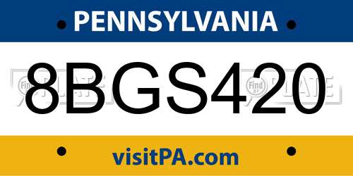 8BGS420 Pennsylvania License Plate