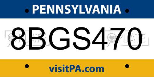 8BGS470 Pennsylvania License Plate