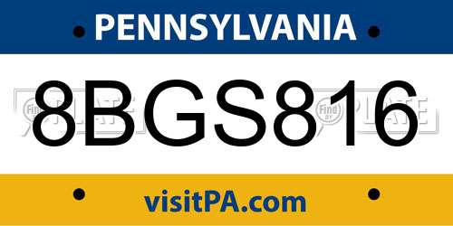8BGS816 Pennsylvania License Plate