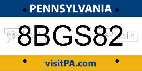 8BGS82 Pennsylvania License Plate