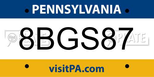 8BGS87 Pennsylvania License Plate