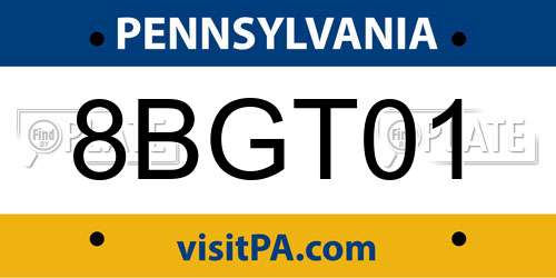 8BGT01 Pennsylvania License Plate