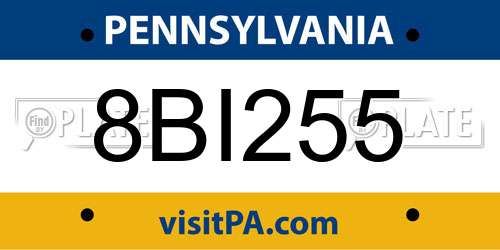8BI255 Pennsylvania License Plate