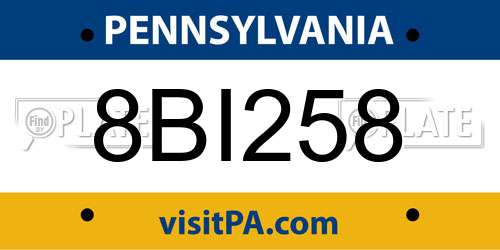 8BI258 Pennsylvania License Plate