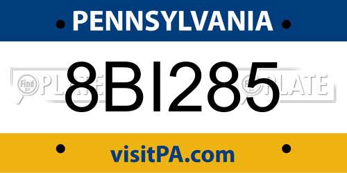 8BI285 Pennsylvania License Plate