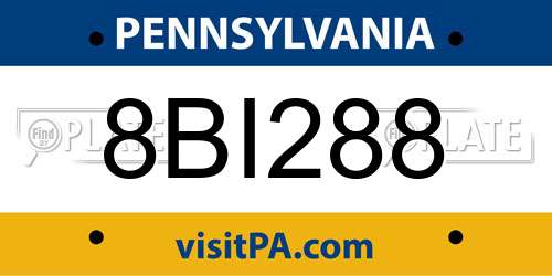 8BI288 Pennsylvania License Plate