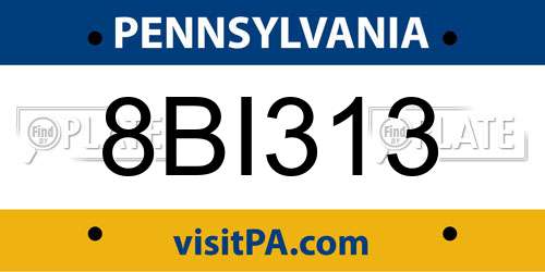 8BI313 Pennsylvania License Plate