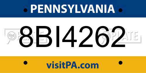 8BI4262 Pennsylvania License Plate