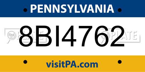 8BI4762 Pennsylvania License Plate