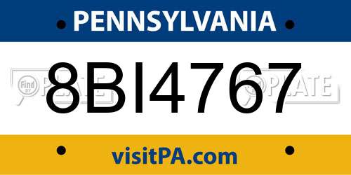 8BI4767 Pennsylvania License Plate