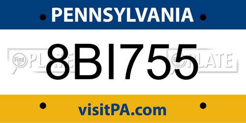 8BI755 Pennsylvania License Plate
