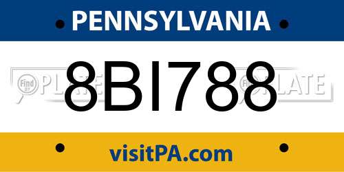 8BI788 Pennsylvania License Plate