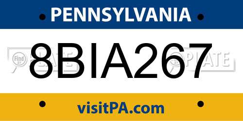 8BIA267 Pennsylvania License Plate