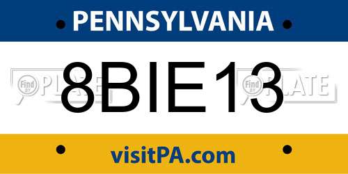 8BIE13 Pennsylvania License Plate
