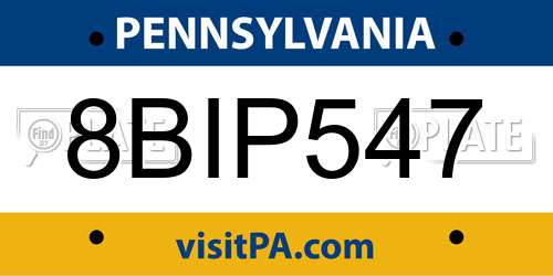 8BIP547 Pennsylvania License Plate