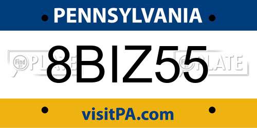 8BIZ55 Pennsylvania License Plate