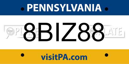 8BIZ88 Pennsylvania License Plate