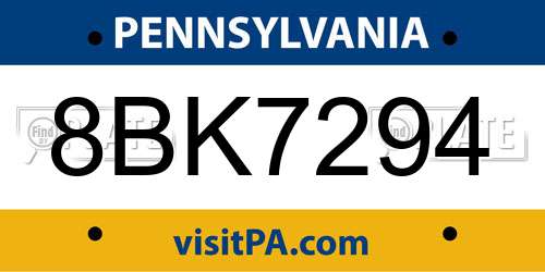 8BK7294 Pennsylvania License Plate