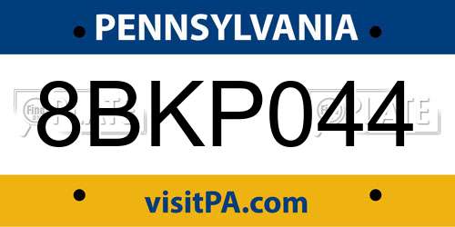 8BKP044 Pennsylvania License Plate