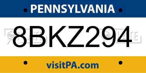 8BKZ294 Pennsylvania License Plate