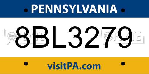 8BL3279 Pennsylvania License Plate