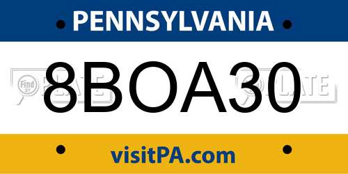 8BOA30 Pennsylvania License Plate