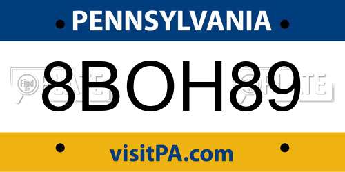 8BOH89 Pennsylvania License Plate